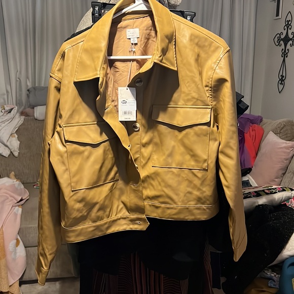 Jackets & Blazers - NWT WOMENS A NEW DAY CARMEL COLOR LEATHER LIKE JACKET SIZE XL